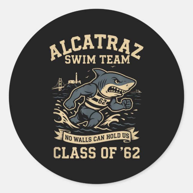 Pegatina Redonda Alcatraz Penitentiary Swim Team  (Anverso)