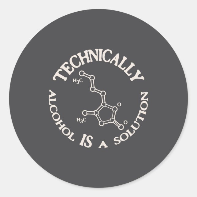Pegatina Redonda Alcohol A Solution  (Anverso)