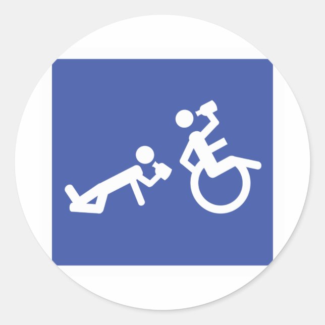 Pegatina Redonda alcohólico para silla de ruedas (Anverso)