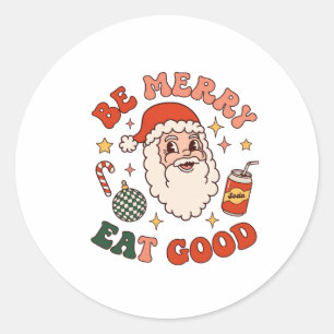 Pegatina Redonda Alégrate Come Buen Navidad Santa Refresco Caña de 