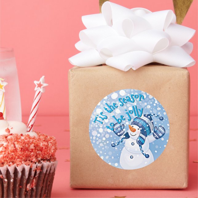 Pegatina Redonda Alegre Esta Temporada Para Ser Jolly Cita Textos (Fiesta)