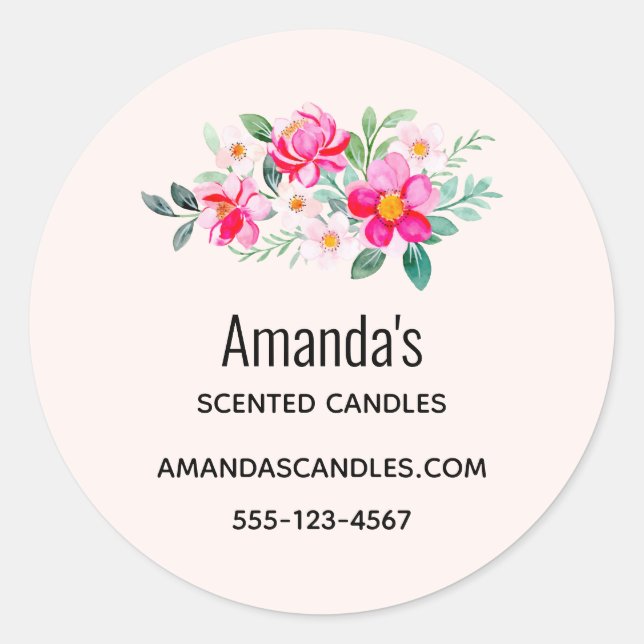 Pegatina Redonda Alegre negocio de Bouquet de flores rosadas de Bon (Anverso)