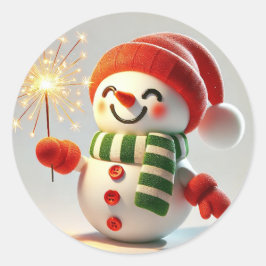 Pegatina Redonda Alegre Snowman