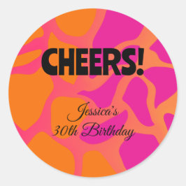 Pegatina Redonda Alegres gradientes naranjas y rosados calientes