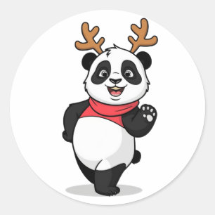 Pegatina Redonda Alegres Navidades de Panda