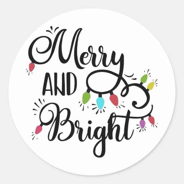 Pegatina Redonda alegres y luminosas luces de vacaciones (Anverso)