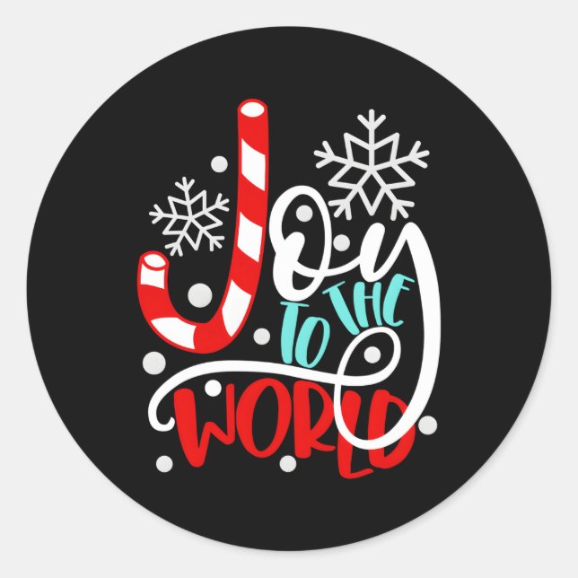 Pegatina Redonda Alegría Al Candy Cane Del Mundo (Anverso)