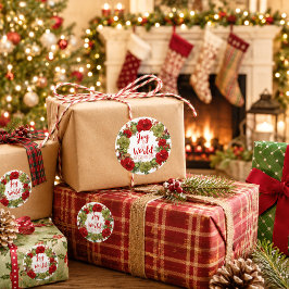 Pegatina Redonda Alegría al mundo, el Señor ha venido Navidades