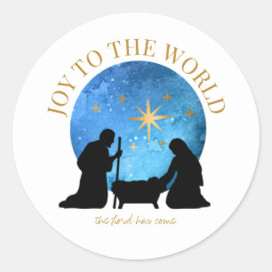 Pegatina Redonda Alegría al mundo   Natividad   Navidad