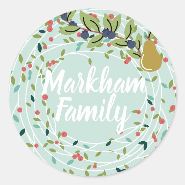 Pegatina Redonda Alegría alegre vacaciones Añadir nombre Pegatinas  (Anverso)