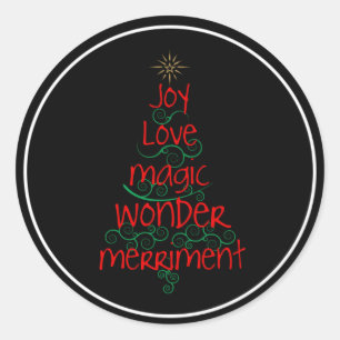 Pegatina Redonda Alegría ・ Amor ・ Magia ・ Maravilla ・ Merrimento
