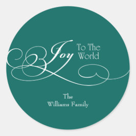 Pegatina Redonda Alegría De Guión Para El Feriado Mundial