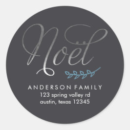 Pegatina Redonda Alegría de invierno azul