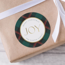 Pegatina Redonda Alegría de la tradición de la seta verde roja