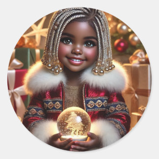 Pegatina Redonda Alegría de los navidades