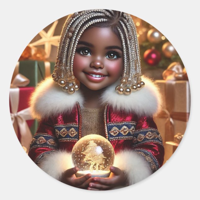 Pegatina Redonda Alegría de los navidades (Anverso)