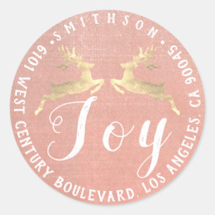 Pegatina Redonda Alegría de los Navidades de ciervos devolver la co