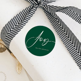 Pegatina Redonda Alegría de los Navidades verdes de escritura moder