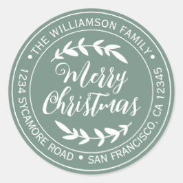 Pegatina Redonda Alegría Navideña con Dirección de Regreso Estilosa