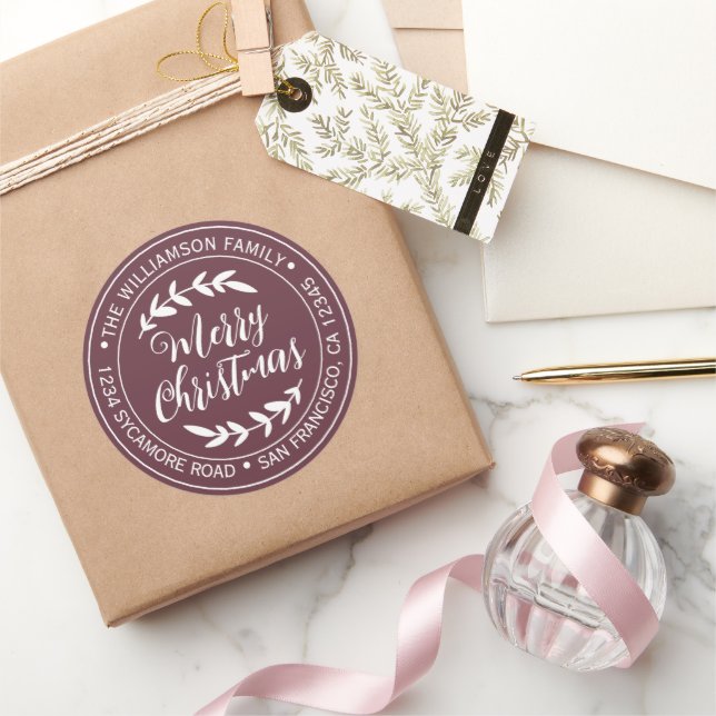 Pegatina Redonda Alegría Navideña con estilo Dirección de devolució (Regalar)