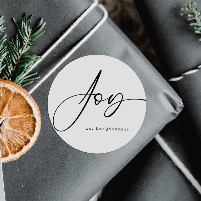 Pegatina Redonda Alegría navideña de Navidades simples minimalistas (Subido por el creador)