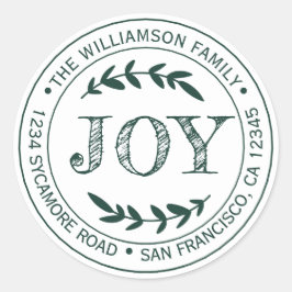 Pegatina Redonda Alegría Navideña Moderna Rústica Dirección de Devo