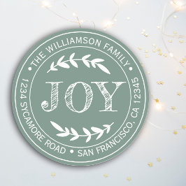 Pegatina Redonda Alegría Navideña Moderna Rústica Dirección de Devo