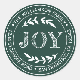 Pegatina Redonda Alegría Navideña Moderna Rústica Dirección de Devo