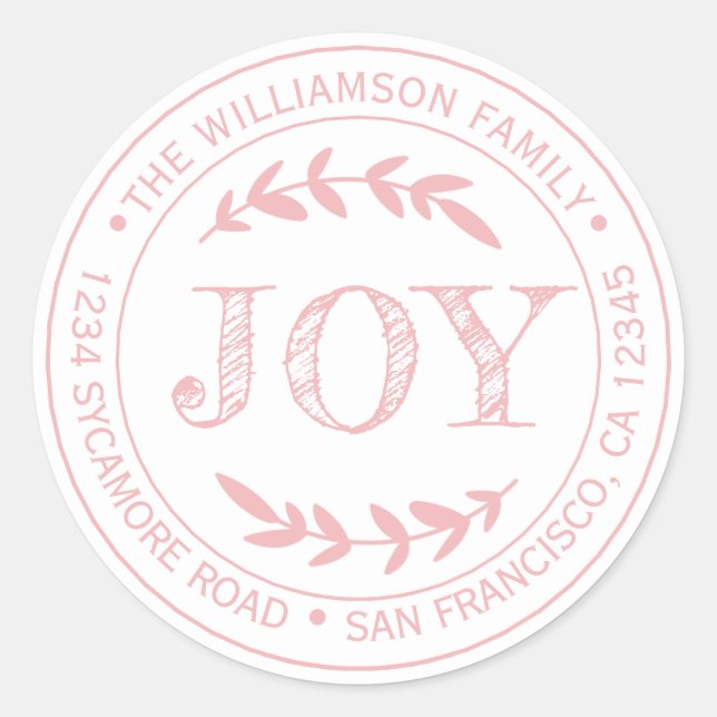 Pegatina Redonda Alegría Navideña Moderna Rústica Dirección de Regr (Anverso)