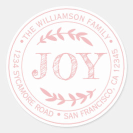 Pegatina Redonda Alegría Navideña Moderna Rústica Dirección de Reto