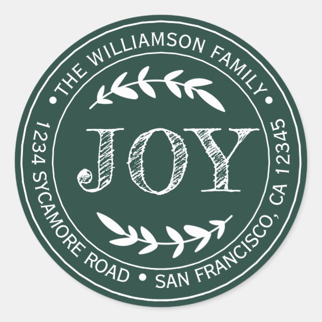 Pegatina Redonda Alegría Navideña Moderna Rústica Dirección de Reto (Anverso)