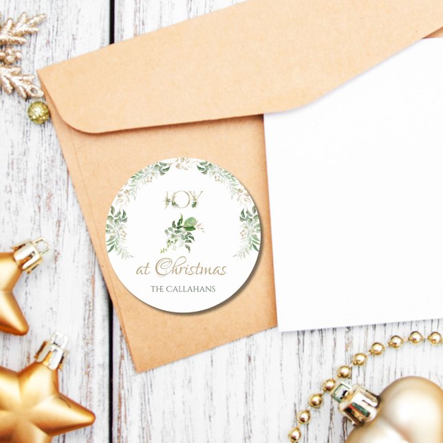 Pegatina Redonda Alegría Por Los Navidades De Las Hojas Tropicales  (Subido por el creador)