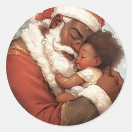 Pegatina Redonda Alegría tensa de Papá Noel