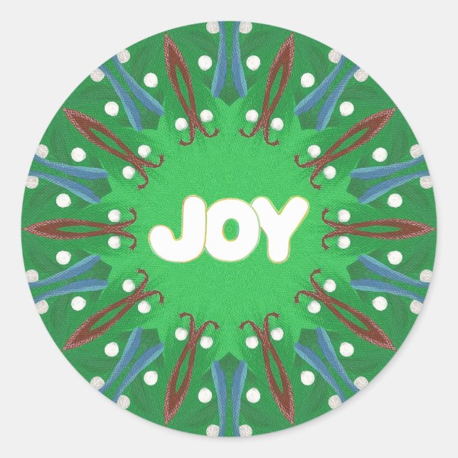 Pegatina Redonda Alegría verde azul rojo azul kalidoscopio patrióti (Anverso)