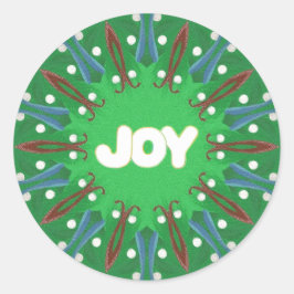 Pegatina Redonda Alegría verde azul rojo azul kalidoscopio patrióti