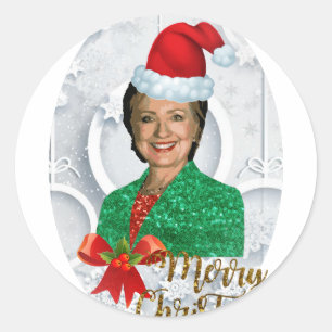 Pegatina Redonda alegry xmas Hillary clinton