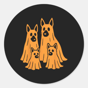 Pegatina Redonda Alemán Pastor Halloween Ghost Family Funny Dog L