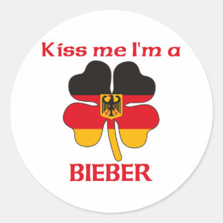 Pegatina Redonda Alemán personalizado me besa yo soy Bieber