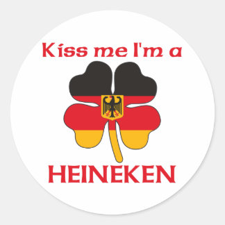 Pegatina Redonda Alemán personalizado me besa yo soy Heineken
