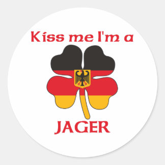 Pegatina Redonda Alemán personalizado me besa yo soy Jager