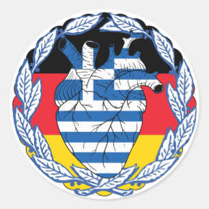 Pegatina Redonda Alemania Alemana Independencia Griega Grecia