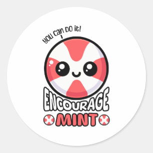 Pegatina Redonda ¡Alentar a Mint! Personalizado Cute Candy Mint Pun