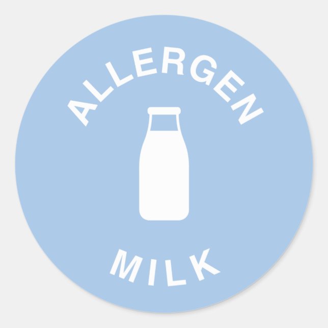 Pegatina Redonda Alergen Milk - Advertencia: Contiene Leche (Anverso)