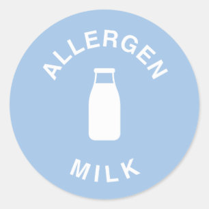 Pegatina Redonda Alergen Milk - Advertencia: Contiene Leche