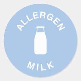 Pegatina Redonda Alergeno Leche - Advertencia: Contiene Leche