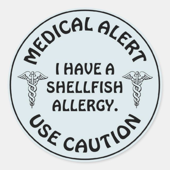 PEGATINA REDONDA ALERGIA DE SHELLFISH (Anverso)