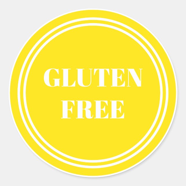 Pegatina Redonda Alergia libre de gluten Amarillo seguro simple (Anverso)