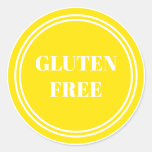 Pegatina Redonda Alergia libre de gluten Amarillo seguro simple