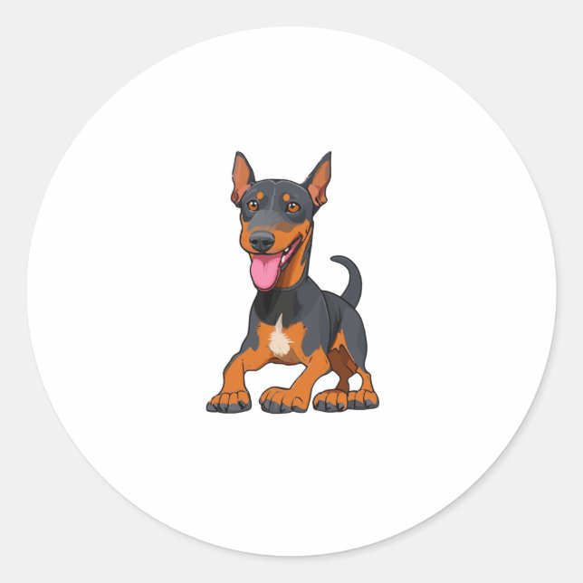 Pegatina Redonda Alert Doberman (Anverso)