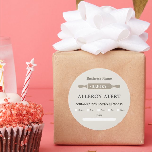 Pegatina Redonda Alerta alérgica de seguridad alimentaria Panadería (Fiesta)